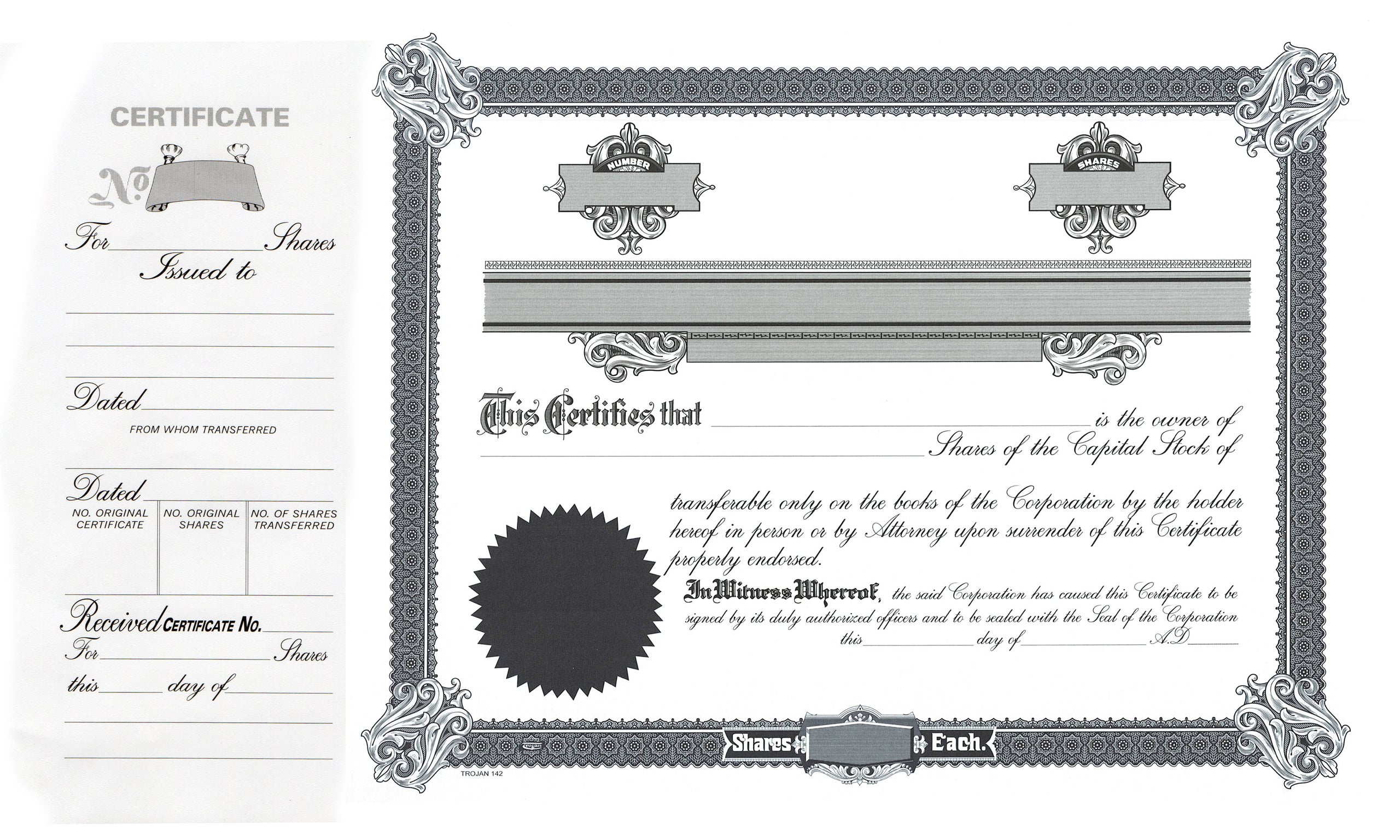 Stock Certificate Trojan Envelope Manufacturing Corporation